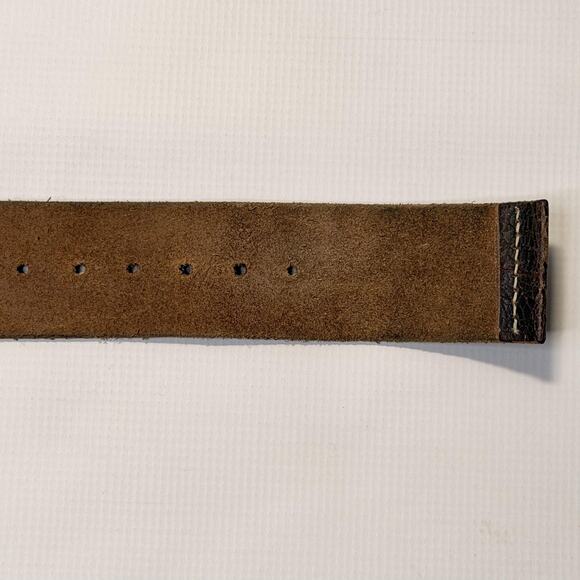 Brave Leather Belt Mens 36 Brown Black Distressed Crackle Hammered Buckle Aged - Picture 6 of 11